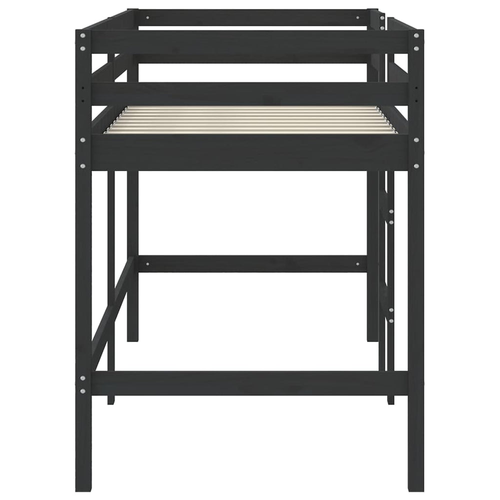 Kinderhoogslaper met ladder 90x190 cm massief grenenhout zwart MeubelReus