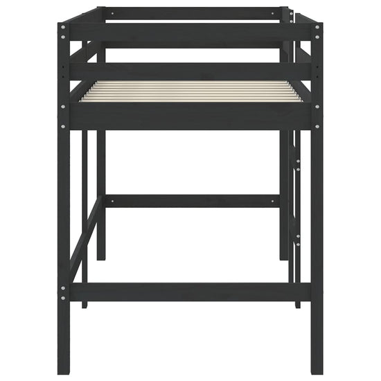 Kinderhoogslaper met ladder 90x190 cm massief grenenhout zwart MeubelReus