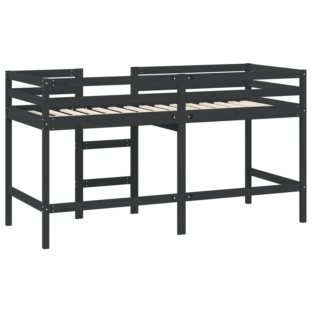 Kinderhoogslaper met ladder 90x190 cm massief grenenhout zwart MeubelReus