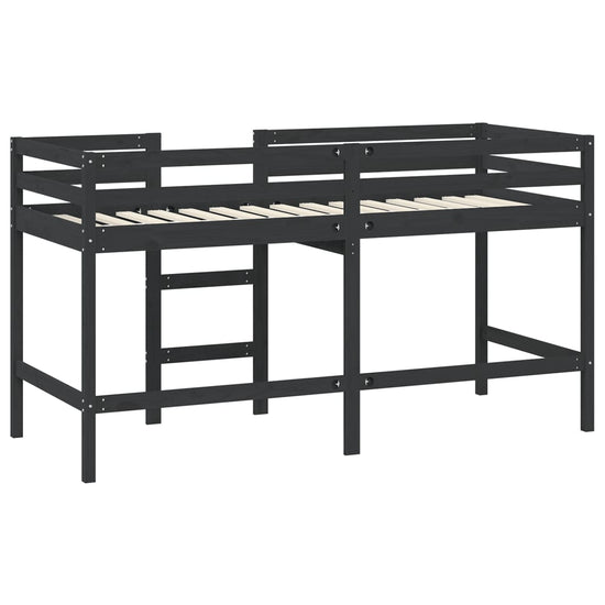 Kinderhoogslaper met ladder 90x190 cm massief grenenhout zwart MeubelReus
