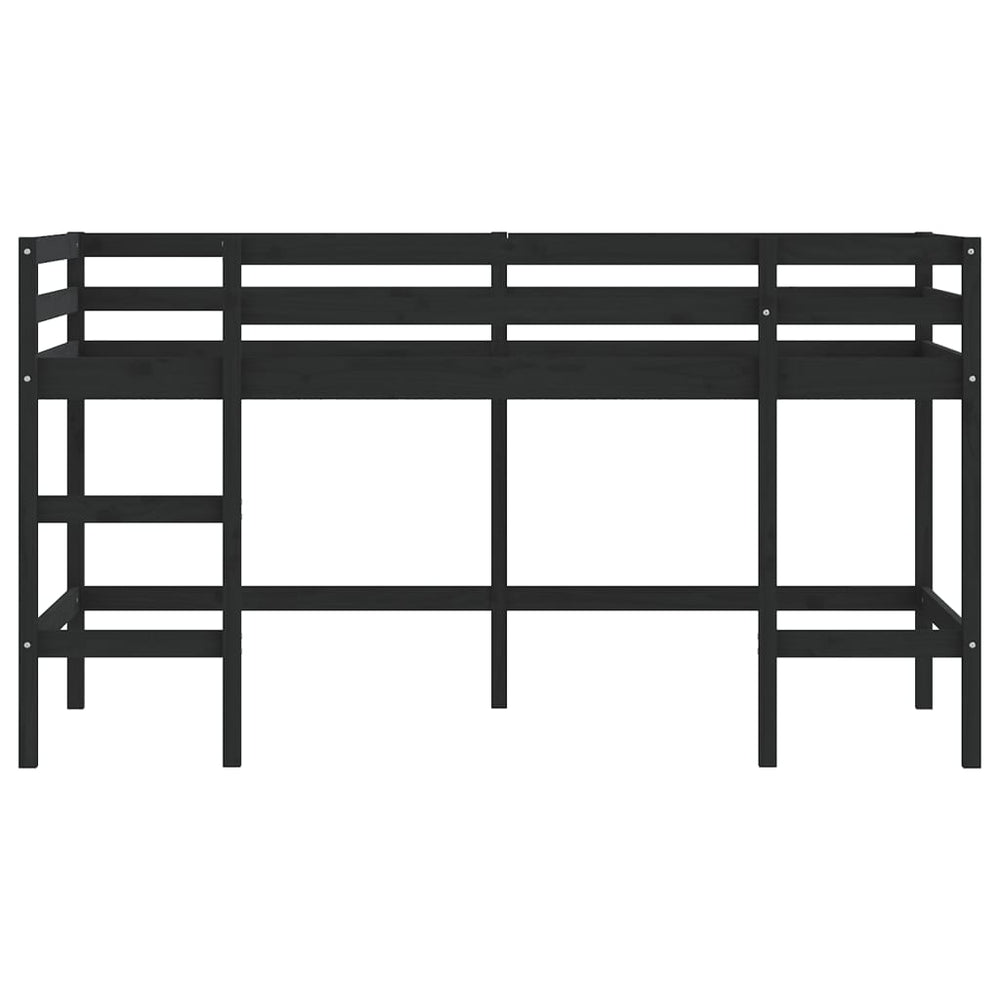 Kinderhoogslaper met ladder 80x200 cm massief grenenhout zwart MeubelReus
