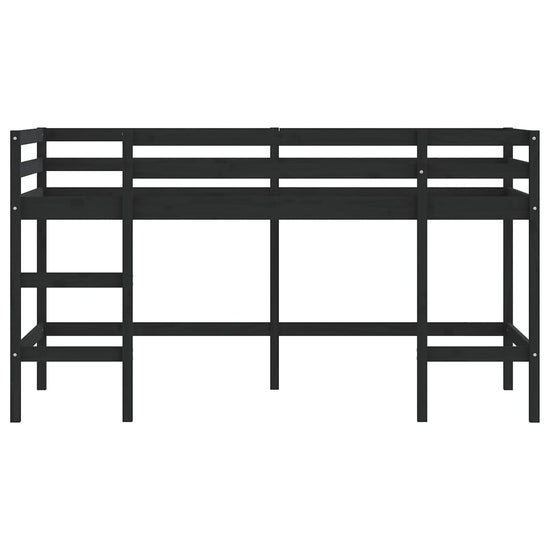 Kinderhoogslaper met ladder 80x200 cm massief grenenhout zwart MeubelReus