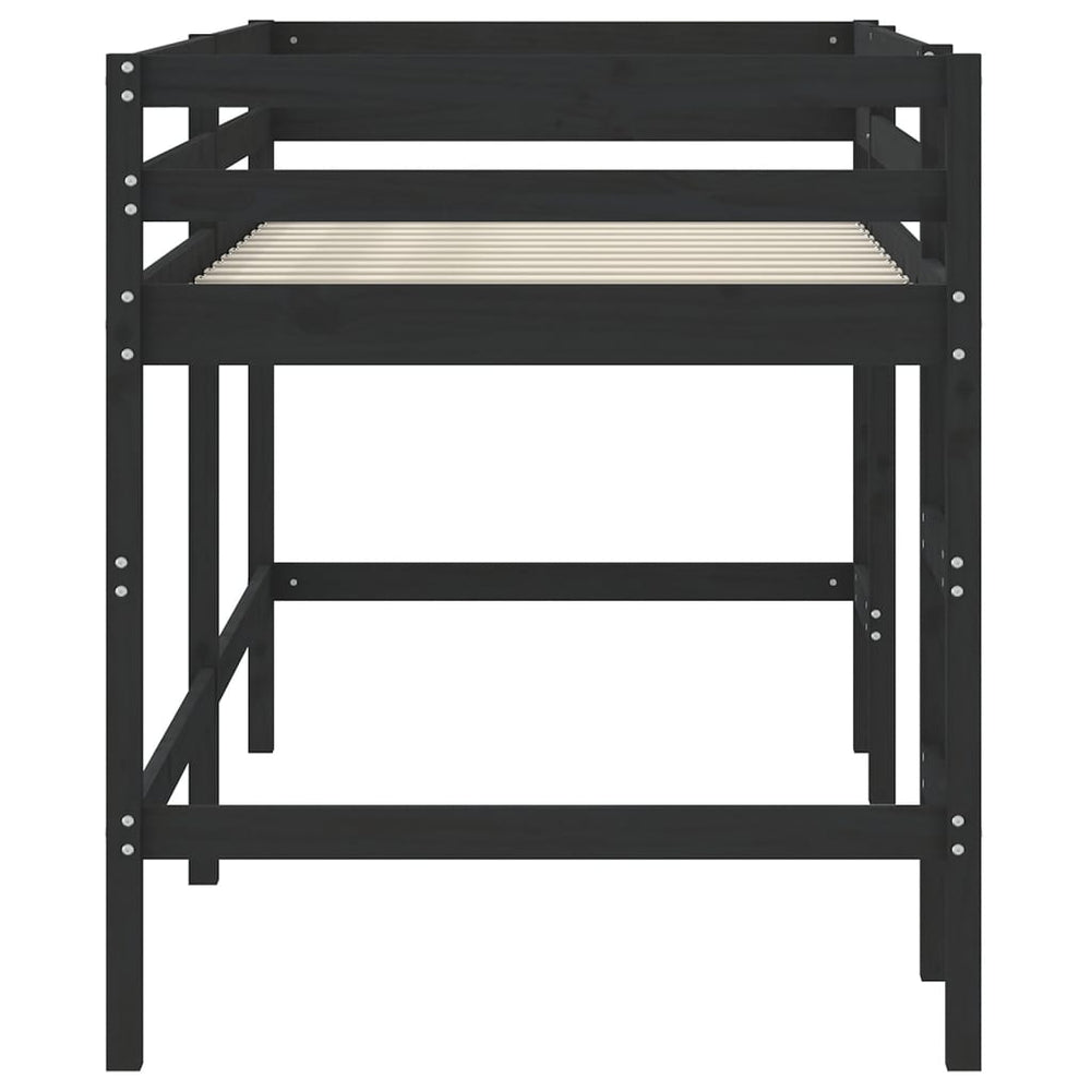 Kinderhoogslaper met ladder 80x200 cm massief grenenhout zwart MeubelReus