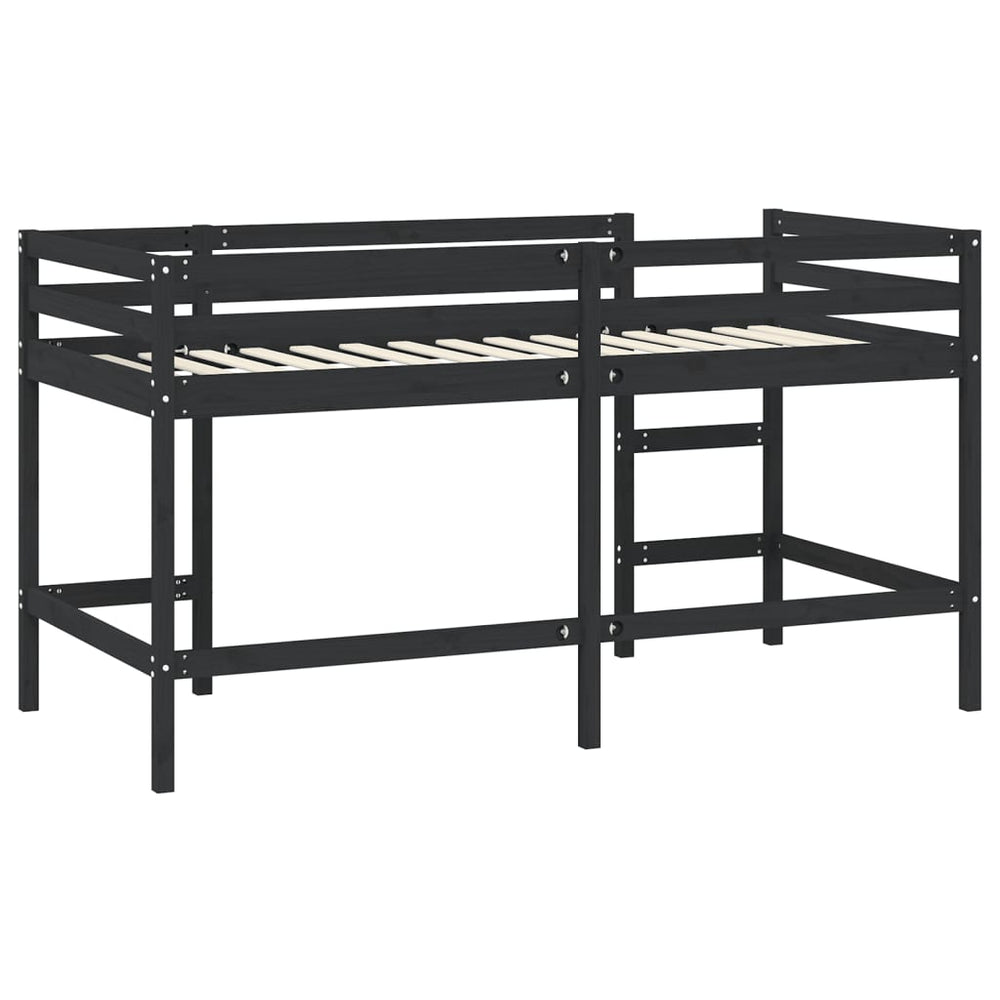 Kinderhoogslaper met ladder 80x200 cm massief grenenhout zwart MeubelReus