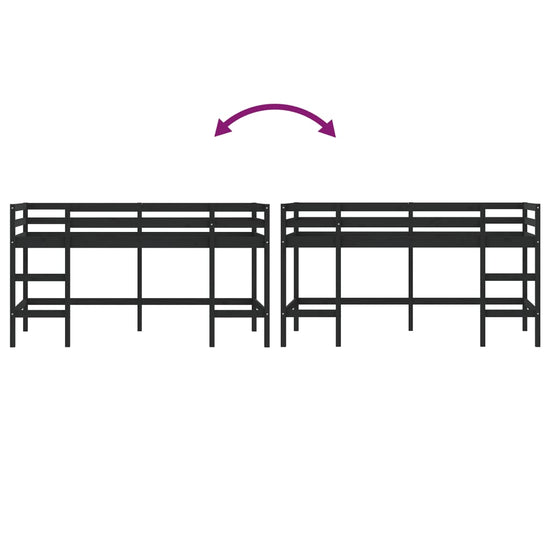 Kinderhoogslaper met ladder 80x200 cm massief grenenhout zwart MeubelReus