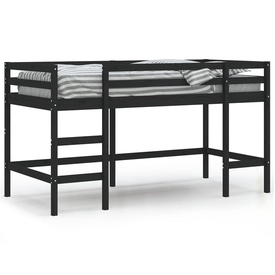 Kinderhoogslaper met ladder 90x200 cm massief grenenhout zwart MeubelReus