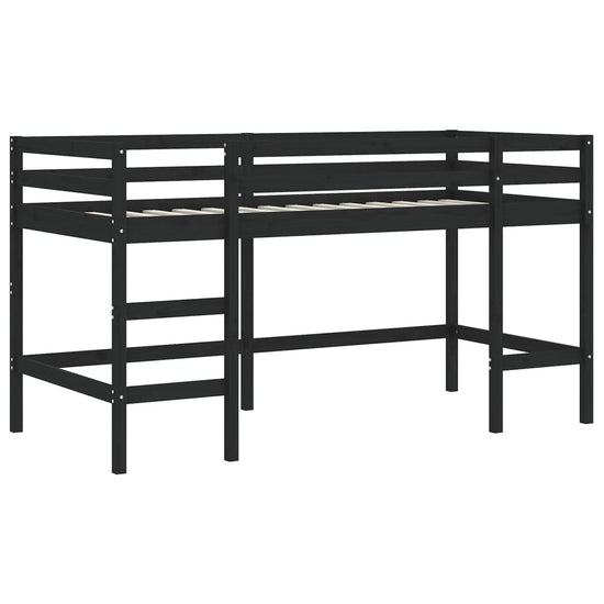 Kinderhoogslaper met ladder 90x200 cm massief grenenhout zwart MeubelReus