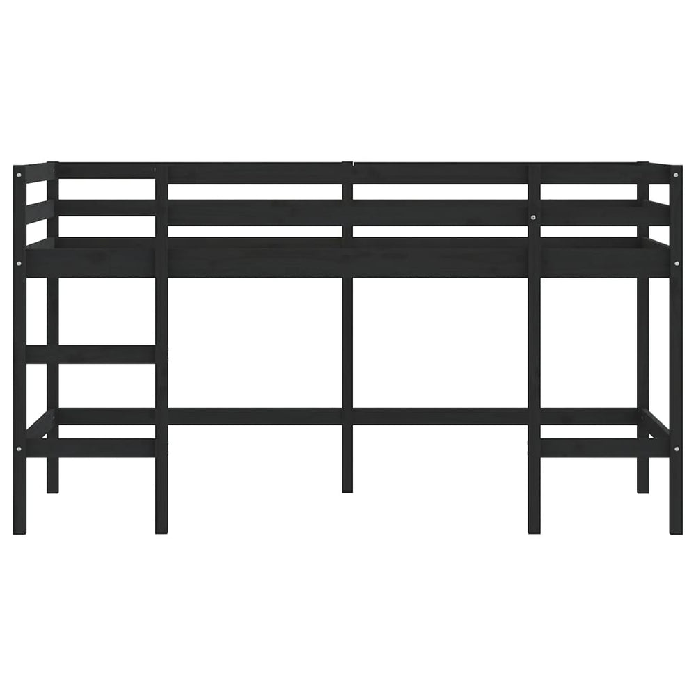 Kinderhoogslaper met ladder 90x200 cm massief grenenhout zwart MeubelReus