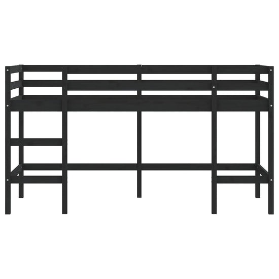 Kinderhoogslaper met ladder 90x200 cm massief grenenhout zwart MeubelReus