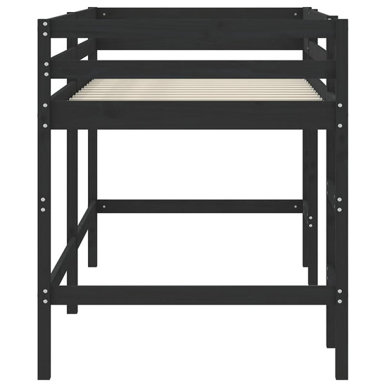 Kinderhoogslaper met ladder 90x200 cm massief grenenhout zwart MeubelReus