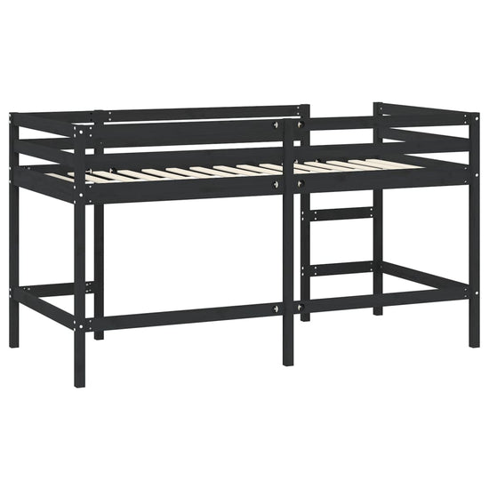 Kinderhoogslaper met ladder 90x200 cm massief grenenhout zwart MeubelReus