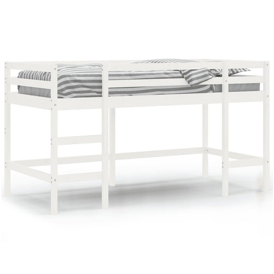 Kinderhoogslaper met ladder 90x190 cm massief grenenhout wit MeubelReus
