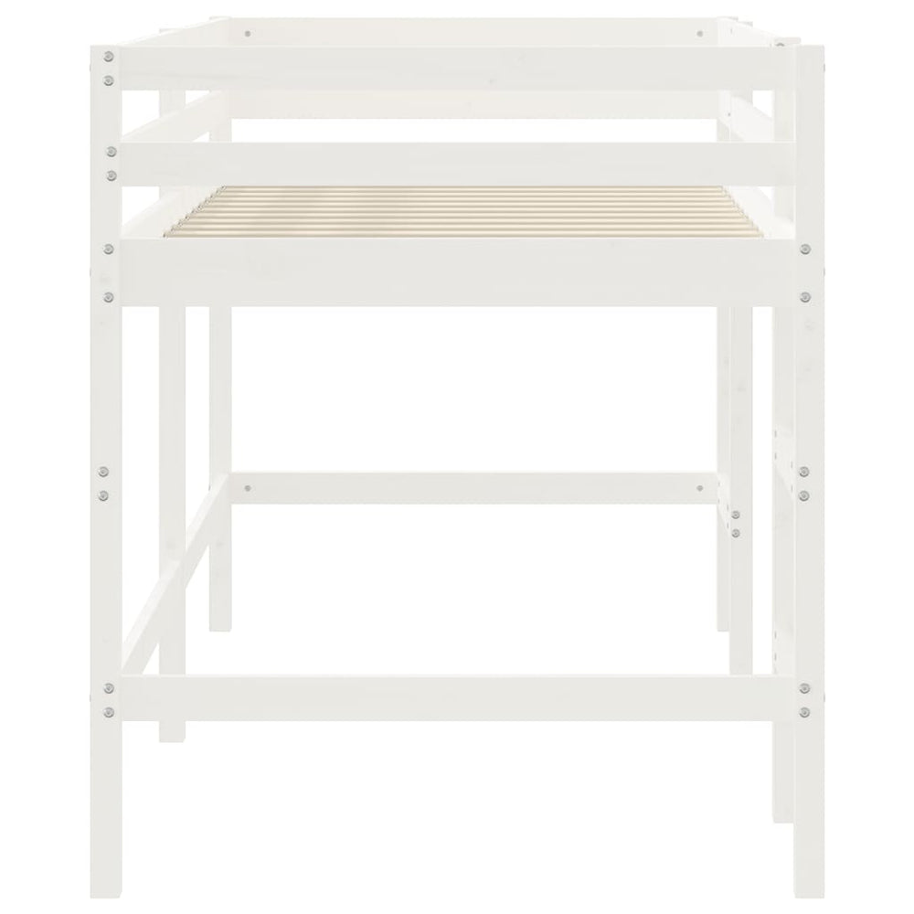 Kinderhoogslaper met ladder 90x190 cm massief grenenhout wit MeubelReus
