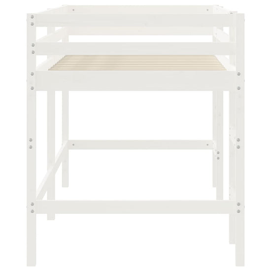 Kinderhoogslaper met ladder 90x190 cm massief grenenhout wit MeubelReus