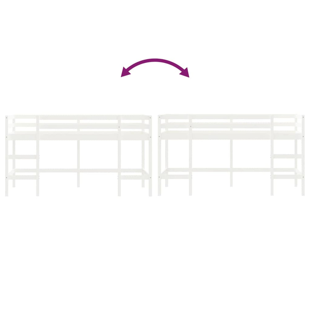 Kinderhoogslaper met ladder 90x190 cm massief grenenhout wit MeubelReus