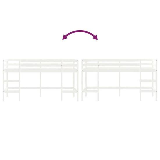 Kinderhoogslaper met ladder 90x190 cm massief grenenhout wit MeubelReus