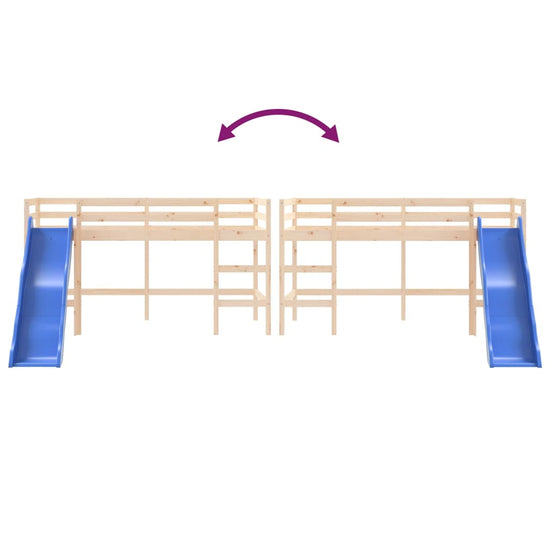 Kinderhoogslaper met glijbaan massief grenenhout 80x200 cm MeubelReus