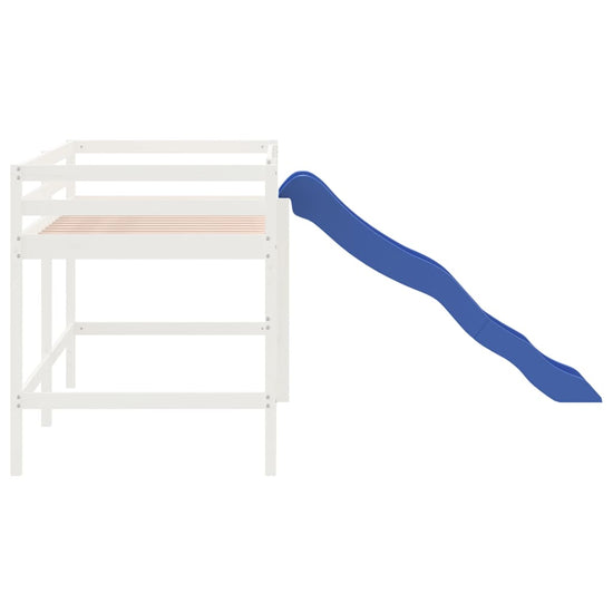 Kinderhoogslaper met glijbaan massief grenenhout wit 80x200 cm MeubelReus