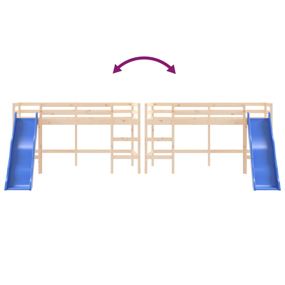 Kinderhoogslaper met glijbaan massief grenenhout 90x190 cm MeubelReus