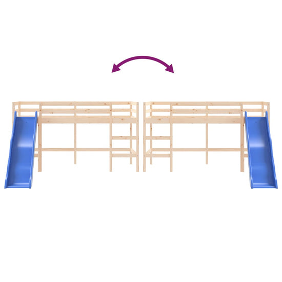 Kinderhoogslaper met glijbaan massief grenenhout 90x190 cm MeubelReus