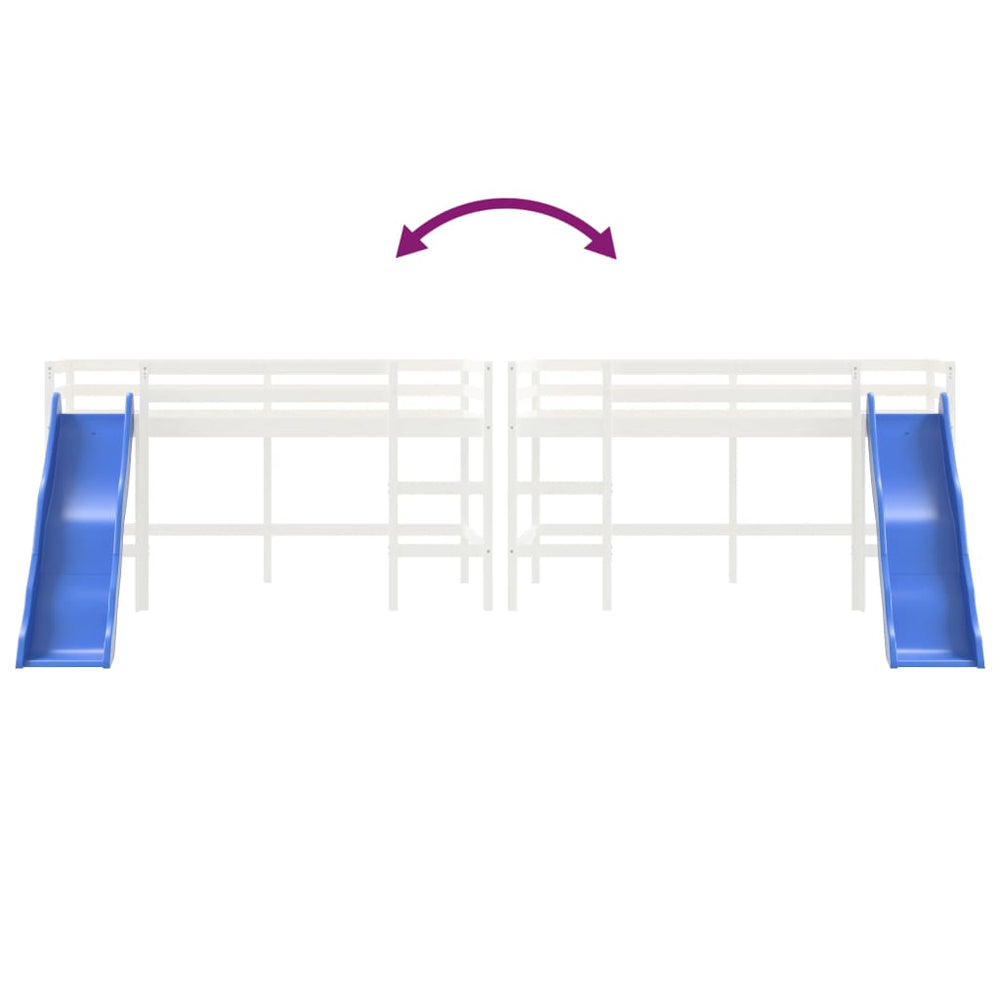 Kinderhoogslaper met glijbaan massief grenenhout wit 90x190 cm MeubelReus