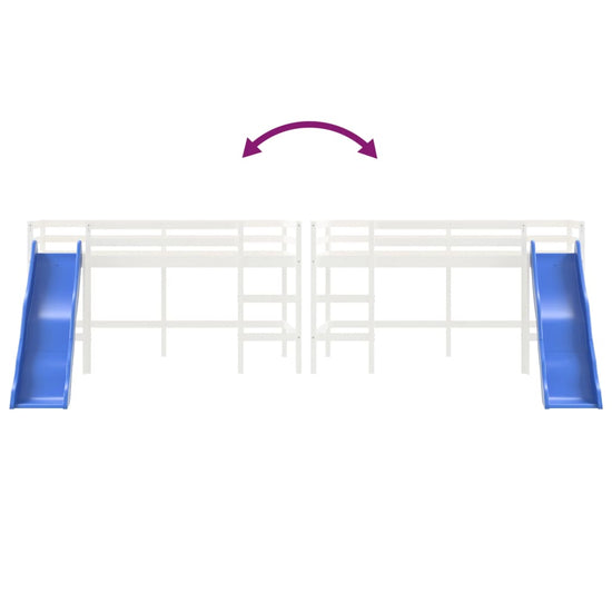 Kinderhoogslaper met glijbaan massief grenenhout wit 90x190 cm MeubelReus