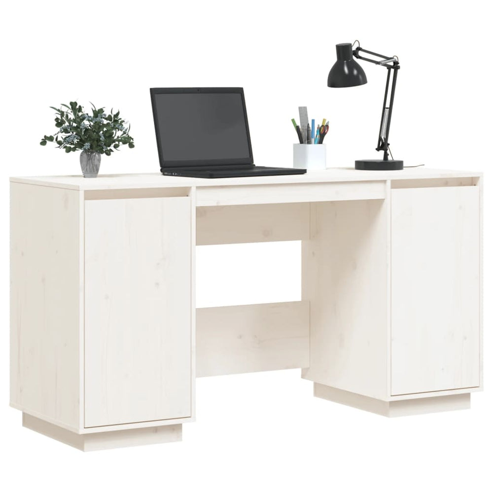 Bureau 140x50x75 cm massief grenenhout wit MeubelReus