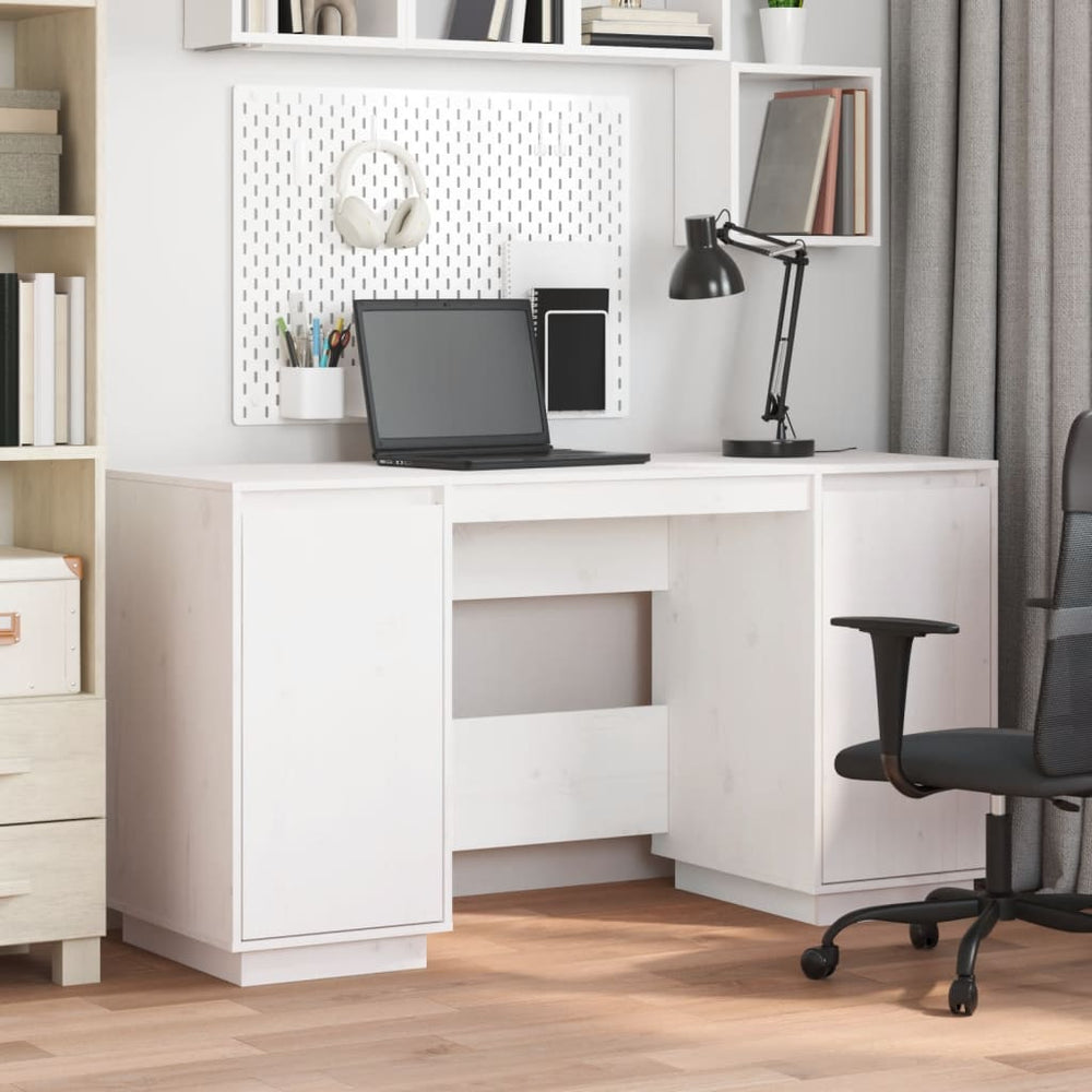 Bureau 140x50x75 cm massief grenenhout wit MeubelReus