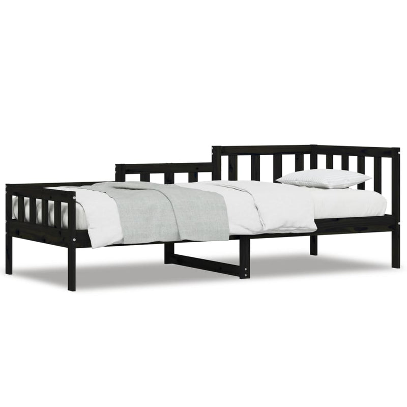 Slaapbank 90x190 cm massief grenenhout zwart MeubelReus