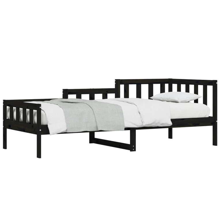 Slaapbank 90x190 cm massief grenenhout zwart MeubelReus