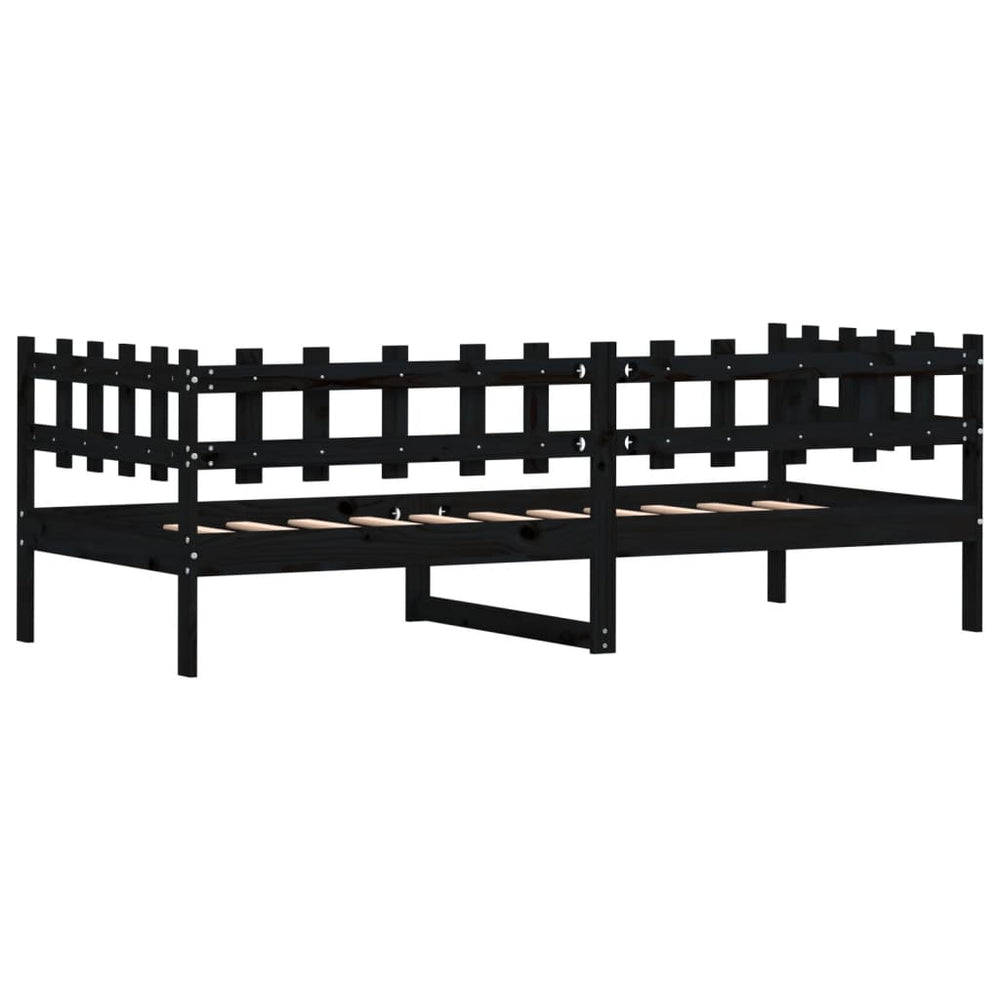 Slaapbank 80x200 cm massief grenenhout zwart MeubelReus