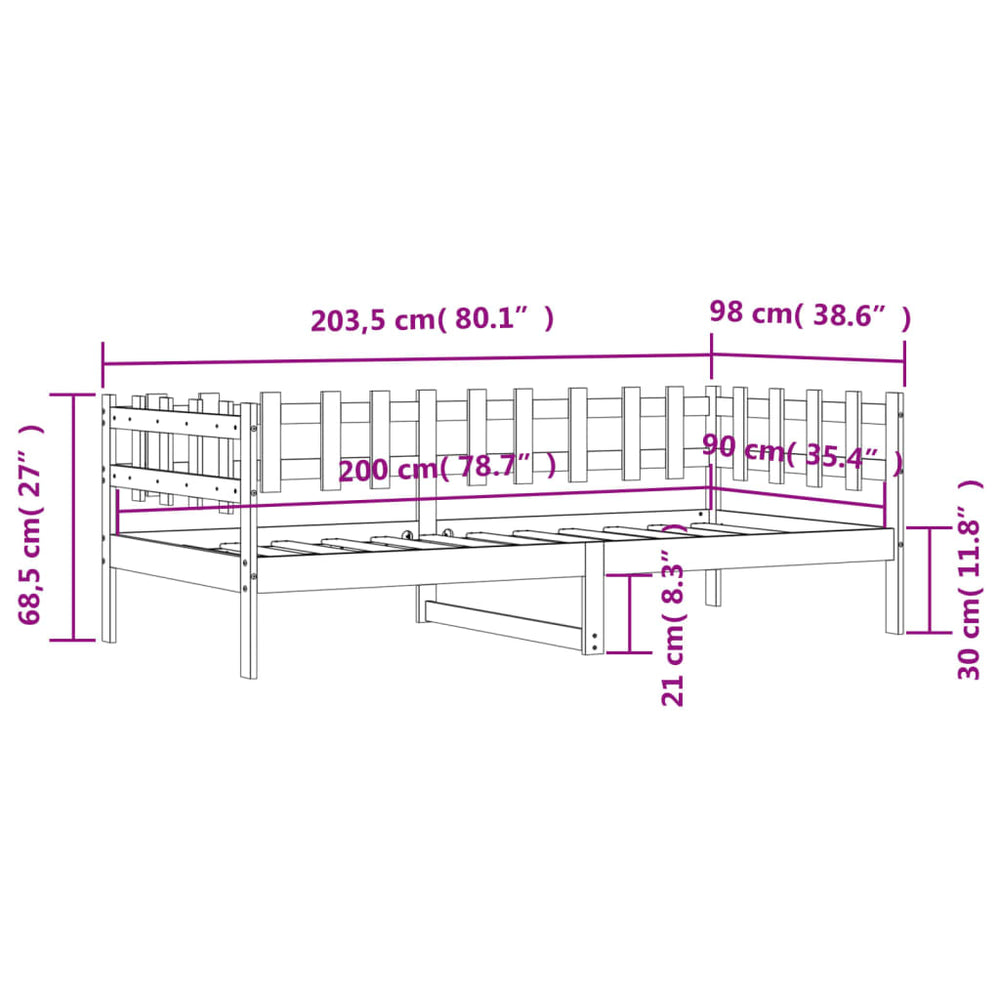 Slaapbank 90x200 cm massief grenenhout MeubelReus
