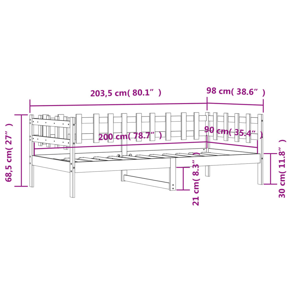 Slaapbank 90x200 cm massief grenenhout wit MeubelReus