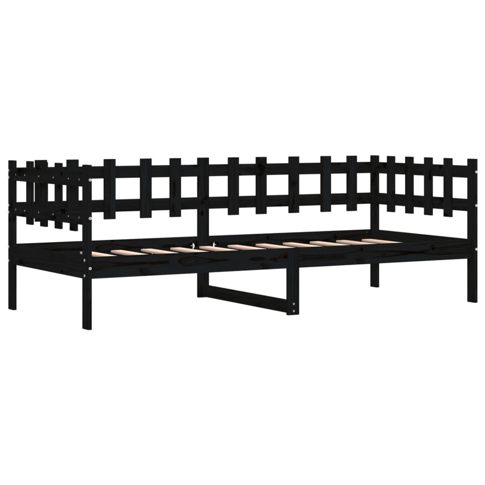 Slaapbank 90x200 cm massief grenenhout zwart MeubelReus
