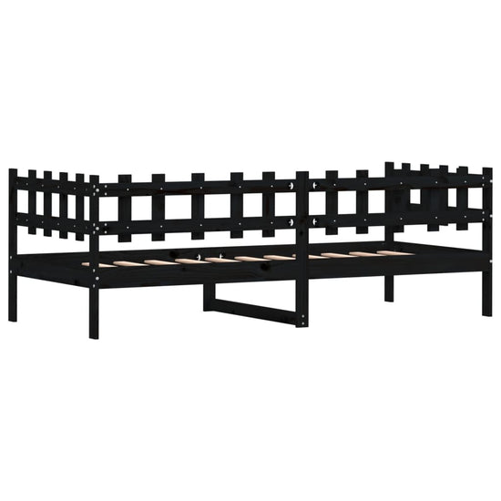 Slaapbank 90x200 cm massief grenenhout zwart MeubelReus