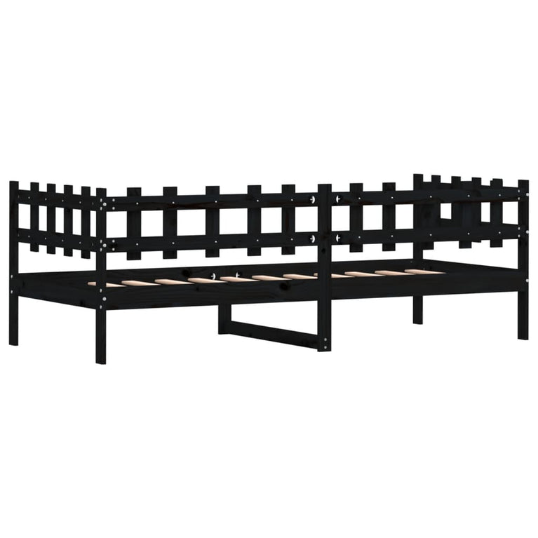 Slaapbank 90x200 cm massief grenenhout zwart MeubelReus