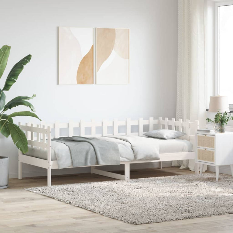 Slaapbank 90x190 cm massief grenenhout wit MeubelReus