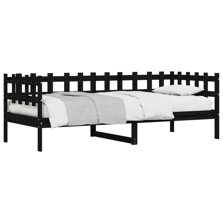 Slaapbank 90x190 cm massief grenenhout zwart MeubelReus