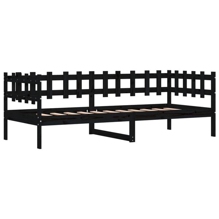 Slaapbank 90x190 cm massief grenenhout zwart MeubelReus