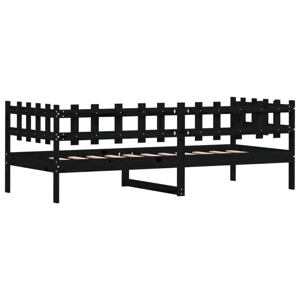 Slaapbank 90x190 cm massief grenenhout zwart MeubelReus