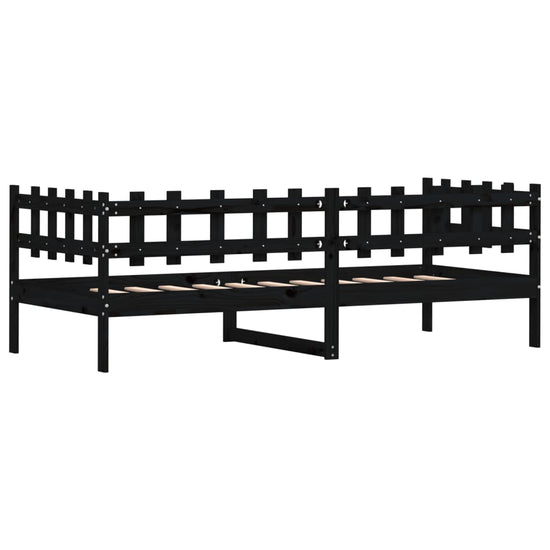 Slaapbank 90x190 cm massief grenenhout zwart MeubelReus