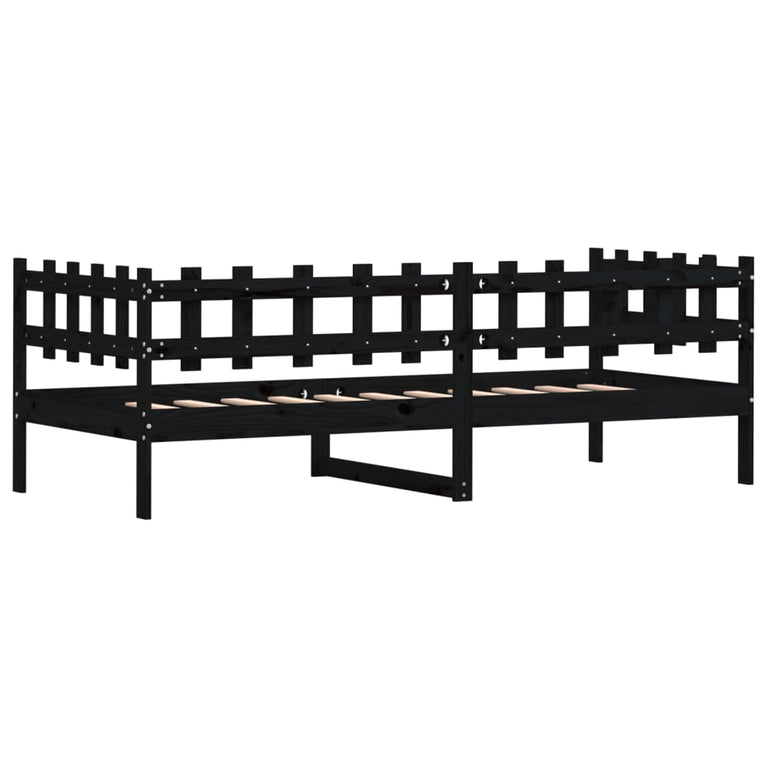 Slaapbank 90x190 cm massief grenenhout zwart MeubelReus