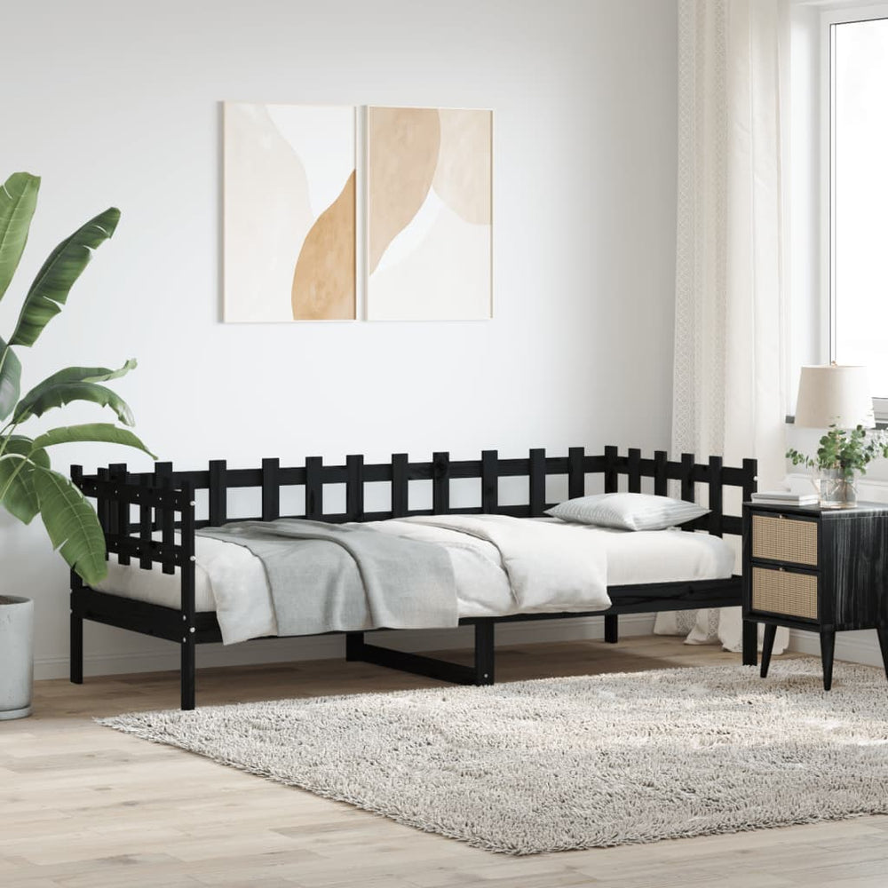 Slaapbank 90x190 cm massief grenenhout zwart MeubelReus