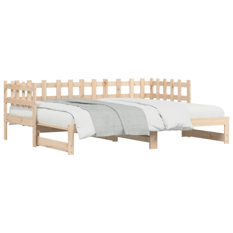 Slaapbank uitschuifbaar 2x(80x200) cm massief grenenhout MeubelReus