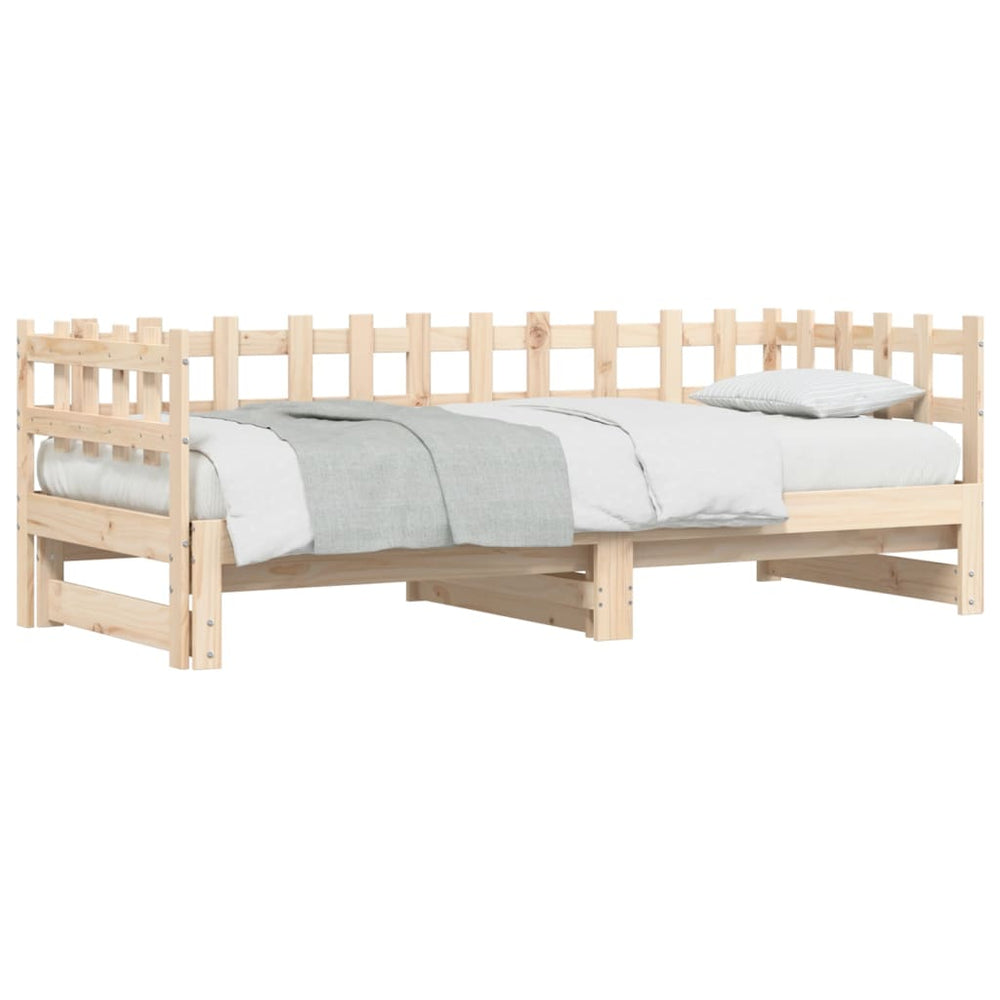 Slaapbank uitschuifbaar 2x(80x200) cm massief grenenhout MeubelReus