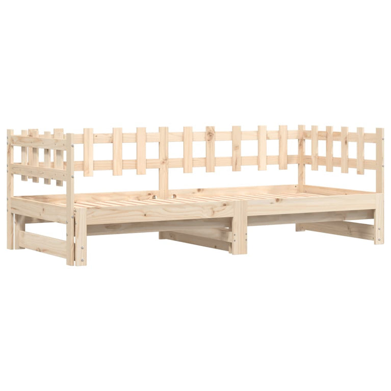 Slaapbank uitschuifbaar 2x(80x200) cm massief grenenhout MeubelReus