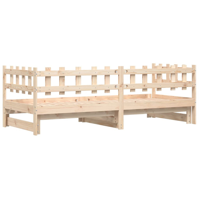 Slaapbank uitschuifbaar 2x(80x200) cm massief grenenhout MeubelReus