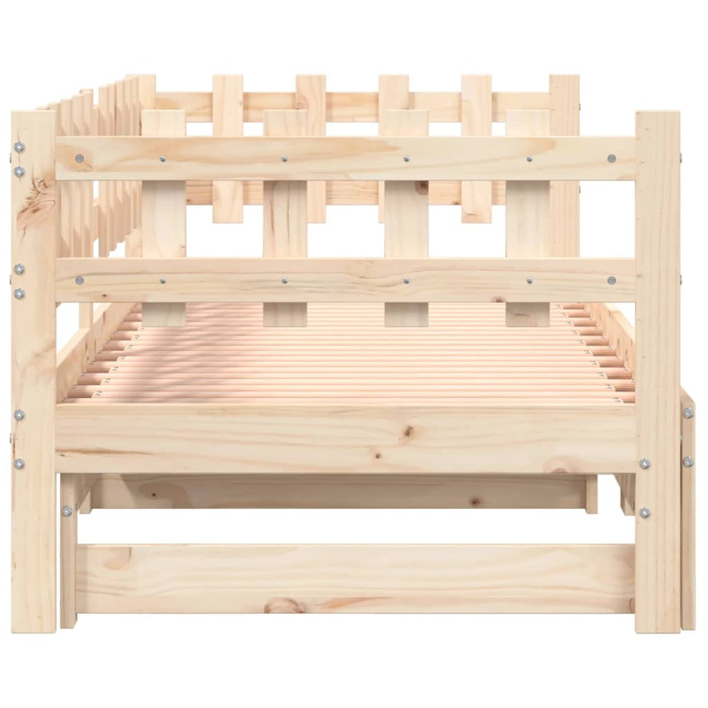 Slaapbank uitschuifbaar 2x(80x200) cm massief grenenhout MeubelReus