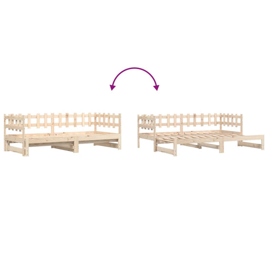 Slaapbank uitschuifbaar 2x(80x200) cm massief grenenhout MeubelReus