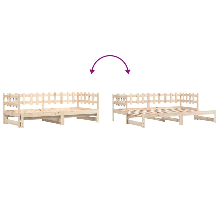 Slaapbank uitschuifbaar 2x(80x200) cm massief grenenhout MeubelReus
